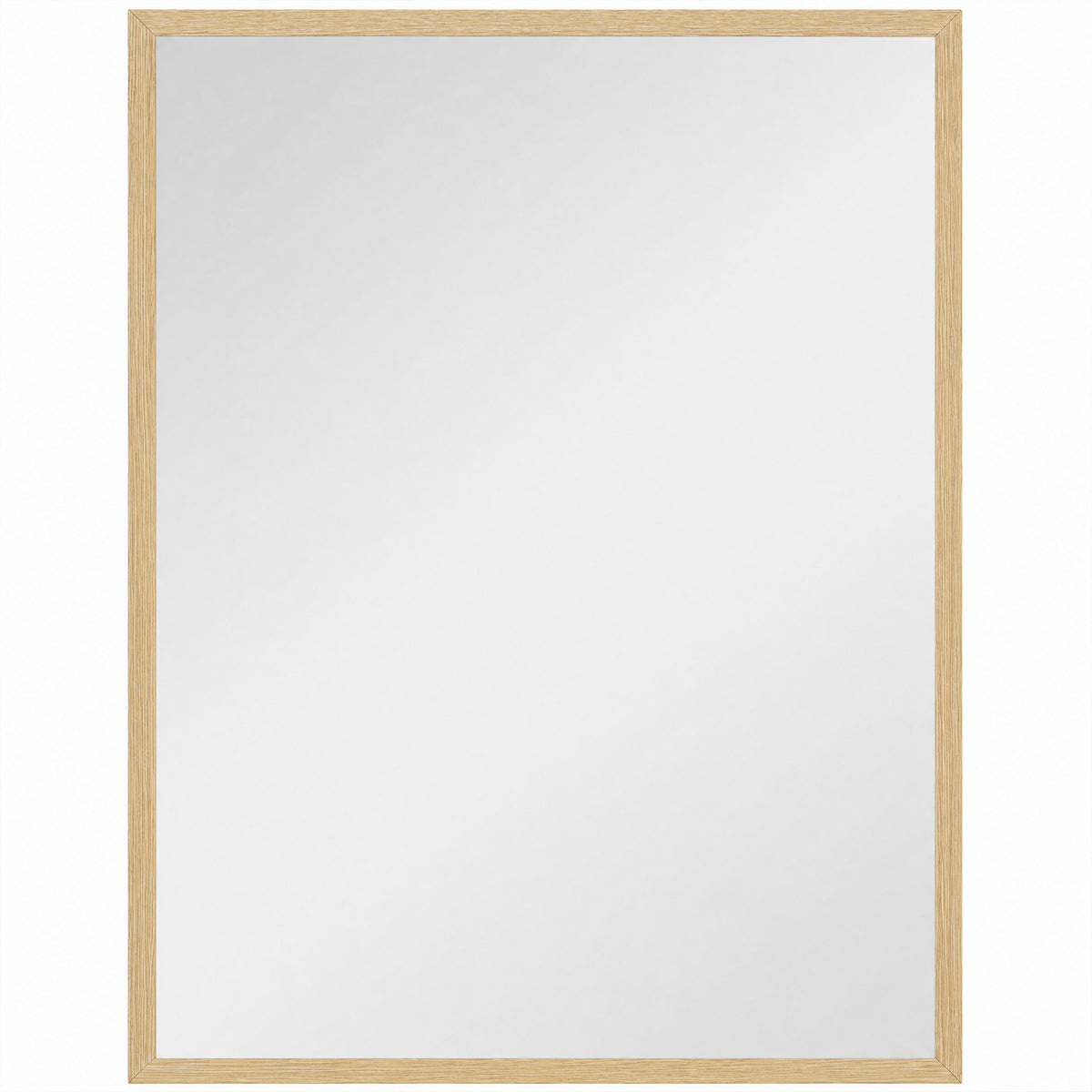 Miroir mural rectangulaire 90 x 70 cm, cadre en bois, idéal pour la salle de bain, salon ou chambre, naturel-0