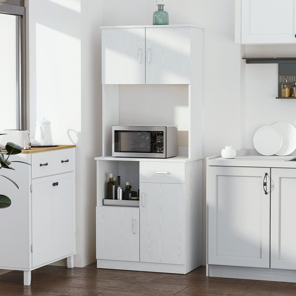 Buffet de cuisine armoire de cuisine multi-rangements 4 portes 1 tiroirs étagère + grand plateau blanc-9