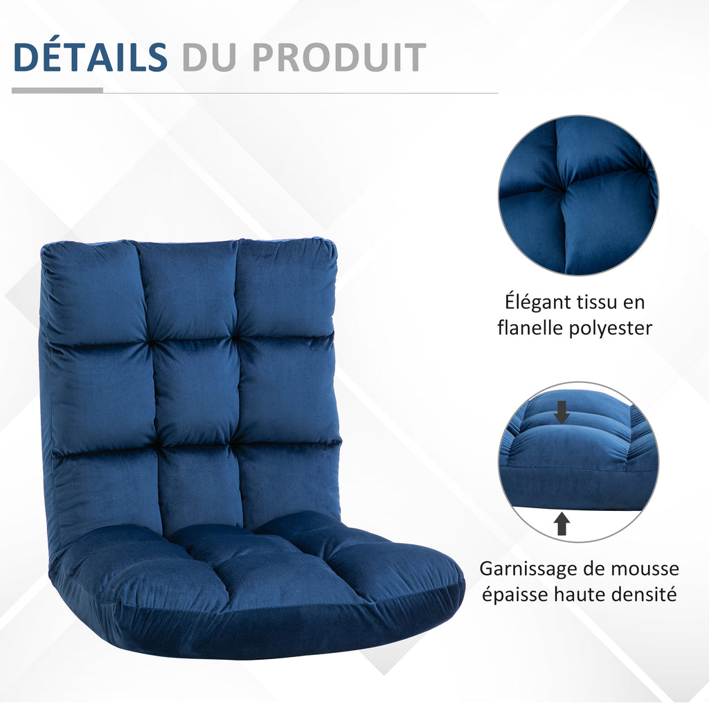 Fauteuil Convertible Fauteuil Paresseux Grand Confort Inclinaison Dossier Multipositions 90°-180° Bleu Roi-6
