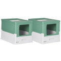 Lot de 2 maisons de toilette pour chat pliable double porte battante et supérieure pelle fourni 47,5 x 35,5 x 36,7 cm-0