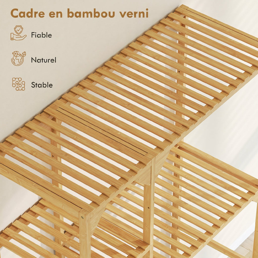 Étagère au-dessus de Machine à Laver en Bambou, Meuble de Salle de Bain Moderne avec Étagères Réversibles, Bois Naturel-5