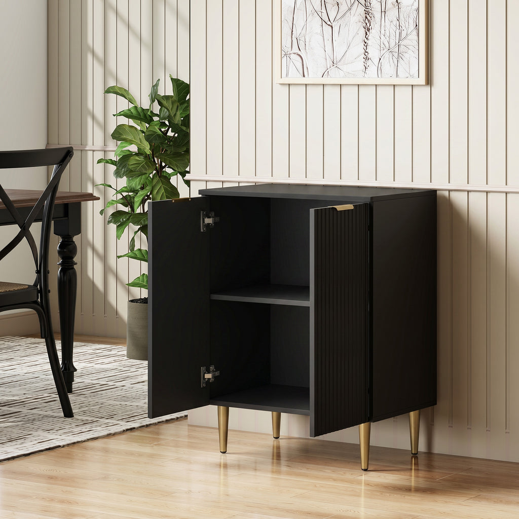 Buffet Cuisine, Meuble de Rangement avec 2 Portes, Étagère Réglable, Pieds Métalliques Surélevés, 60 x 40 x 80 cm, Noir-1