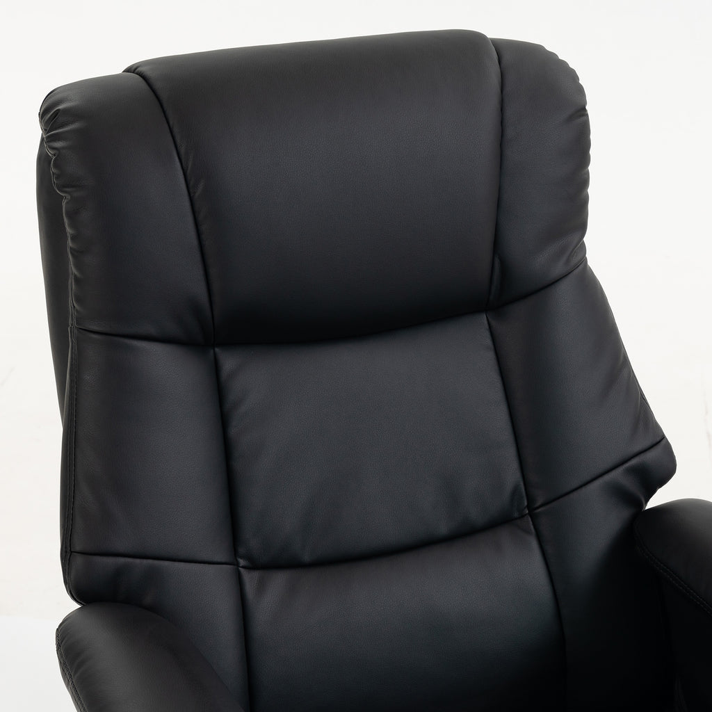 Fauteuil Relax avec Repose-Pied, Fauteuil de Relaxation Inclinable en PU, Pivotant 360°, Fonction Bascule, Noir-9