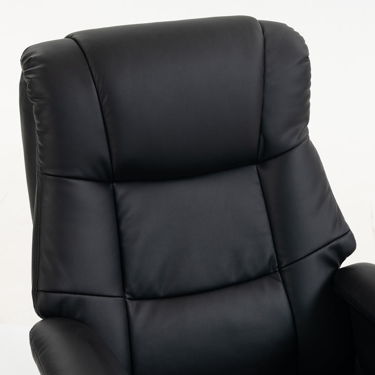 Fauteuil Relax avec Repose-Pied, Fauteuil de Relaxation Inclinable en PU, Pivotant 360°, Fonction Bascule, Noir-9