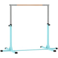 Barre fixe de gymnastique pour enfant, hauteur réglable 13 niveaux de 92-150 cm, en acier et bois en hêtre, cyan-0