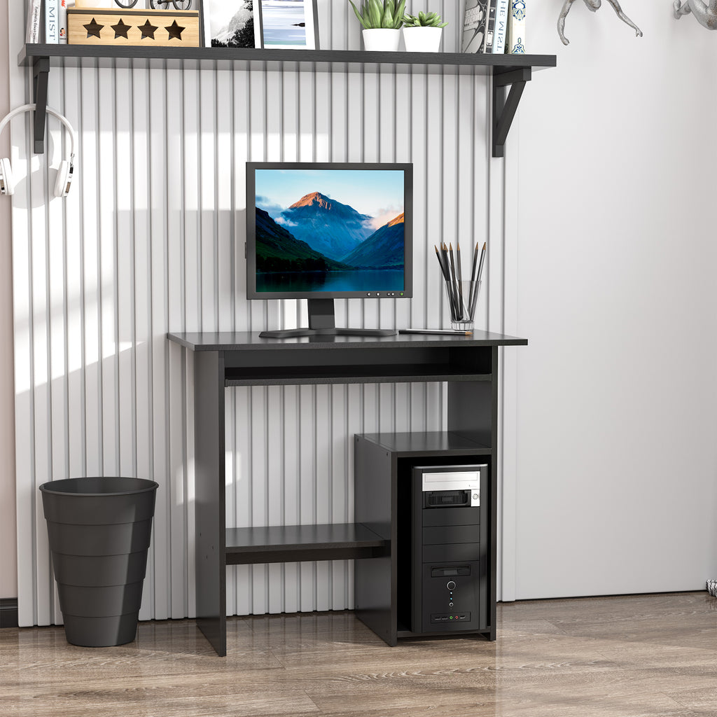 Bureau d'ordinateur, bureau avec rangement, plateau pour clavier et support de moniteur, 80 x 45 x 75 cm, noir-9