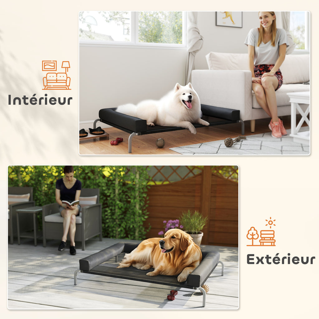 Lit surélevé pour chien rafraichissant, lit de camp pour chiens intérieur extérieur portable, 130 x 90 x 30 cm, noir-6