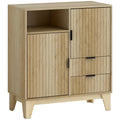Buffet salon, meuble de rangement, 2 portes, 2 tiroirs, étagère réglable, compartiment ouvert, 80x40x90cm, bois naturel-0