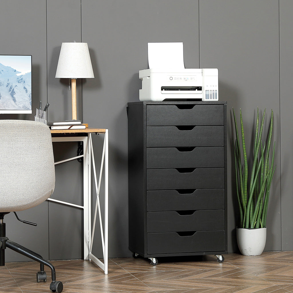 Caisson de bureau à roulette meuble rangement bureau avec 7 tiroirs organisateur pour documents, format A4 ou lettres-9