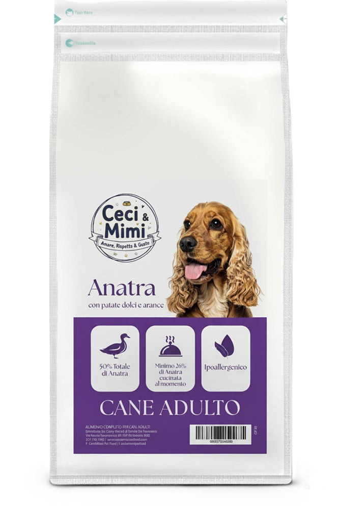 CECI & MIMI DOG - GRAIN FREE ADULT ANATRA, PATATE DOLCI & ARANCE 6 KG.