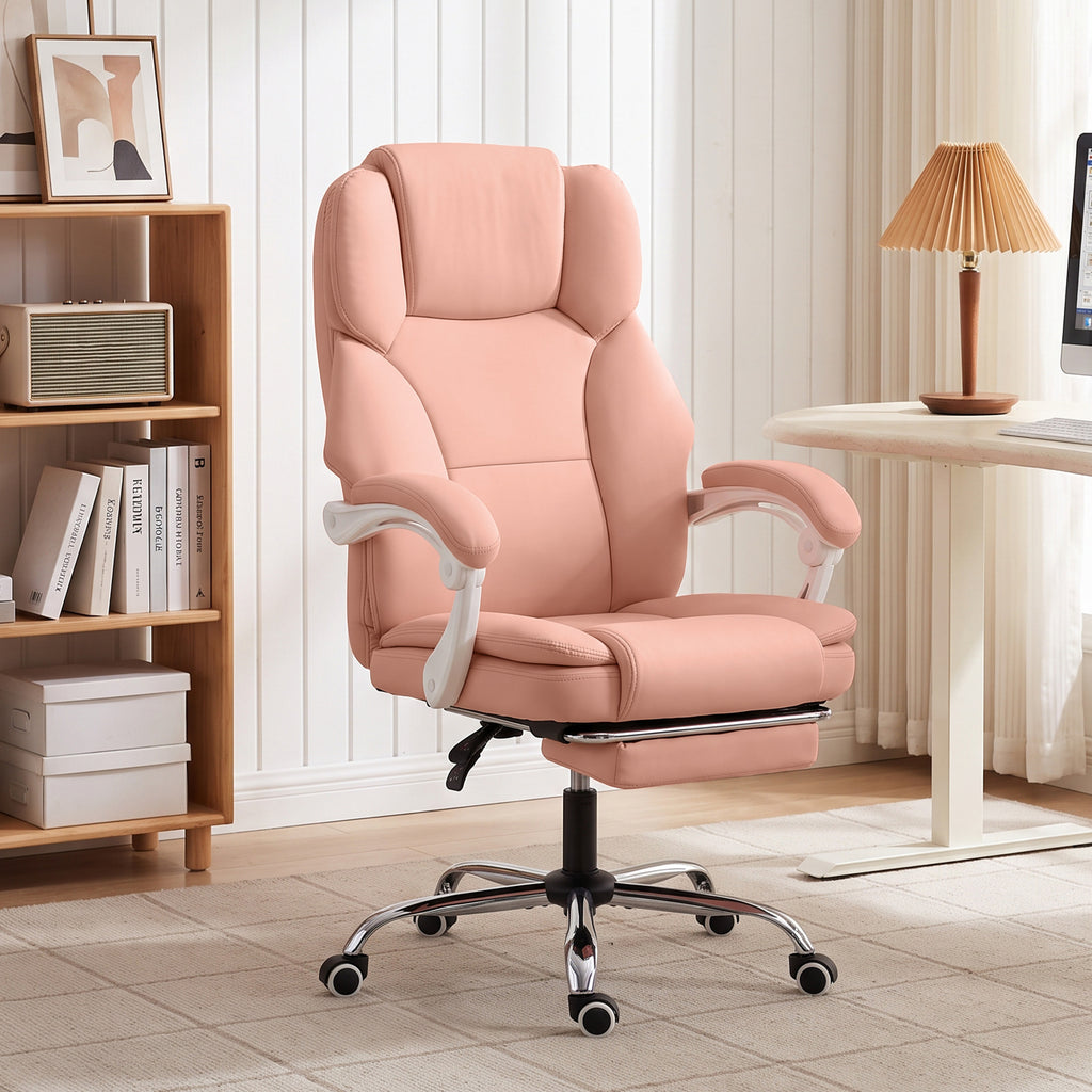Chaise Bureau Ergonomique, Fauteuil de Bureau Inclinable en Cuir Synthétique Adapté aux Animaux, Hauteur Réglable, Rose-8