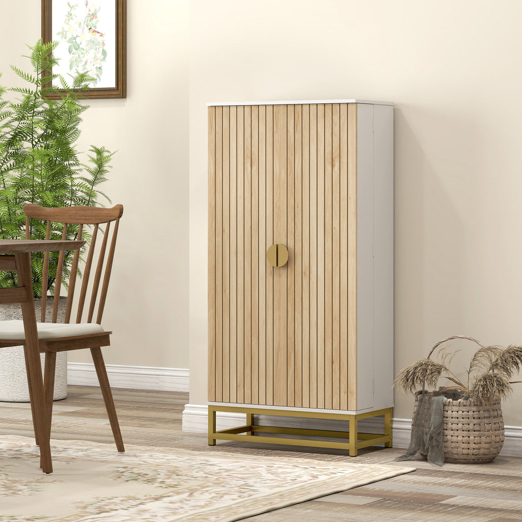 Armoire de cuisine meuble cuisine rangement avec 12 étagères à portes, étagères ajustables, 58x29x119,5cm, blanc-8