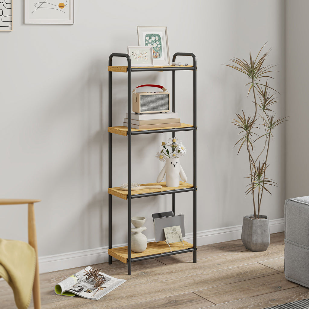 Étagère salle de bain étagère de rangement 4 niveaux étroite autoportante bambou 1,5 x 21,5 x 106 cm effet bois naturel-9