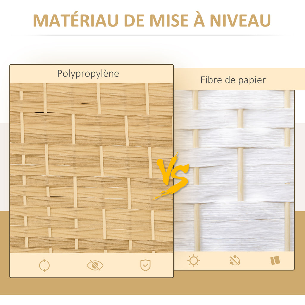 Paravent intérieur en bois 3 panneaux séparateur de pièce pliable pour salon chambre 135 x 180 cm bois naturel-5