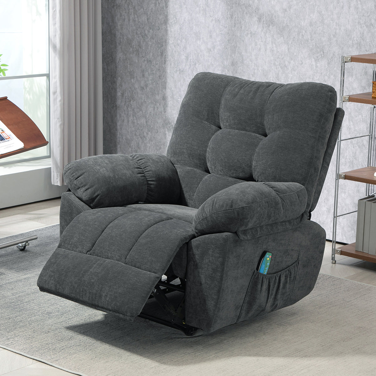 Fauteuil de massage fauteuil relax avec vibration chauffage, inclination manuelle, télécommande inclus, gris-9
