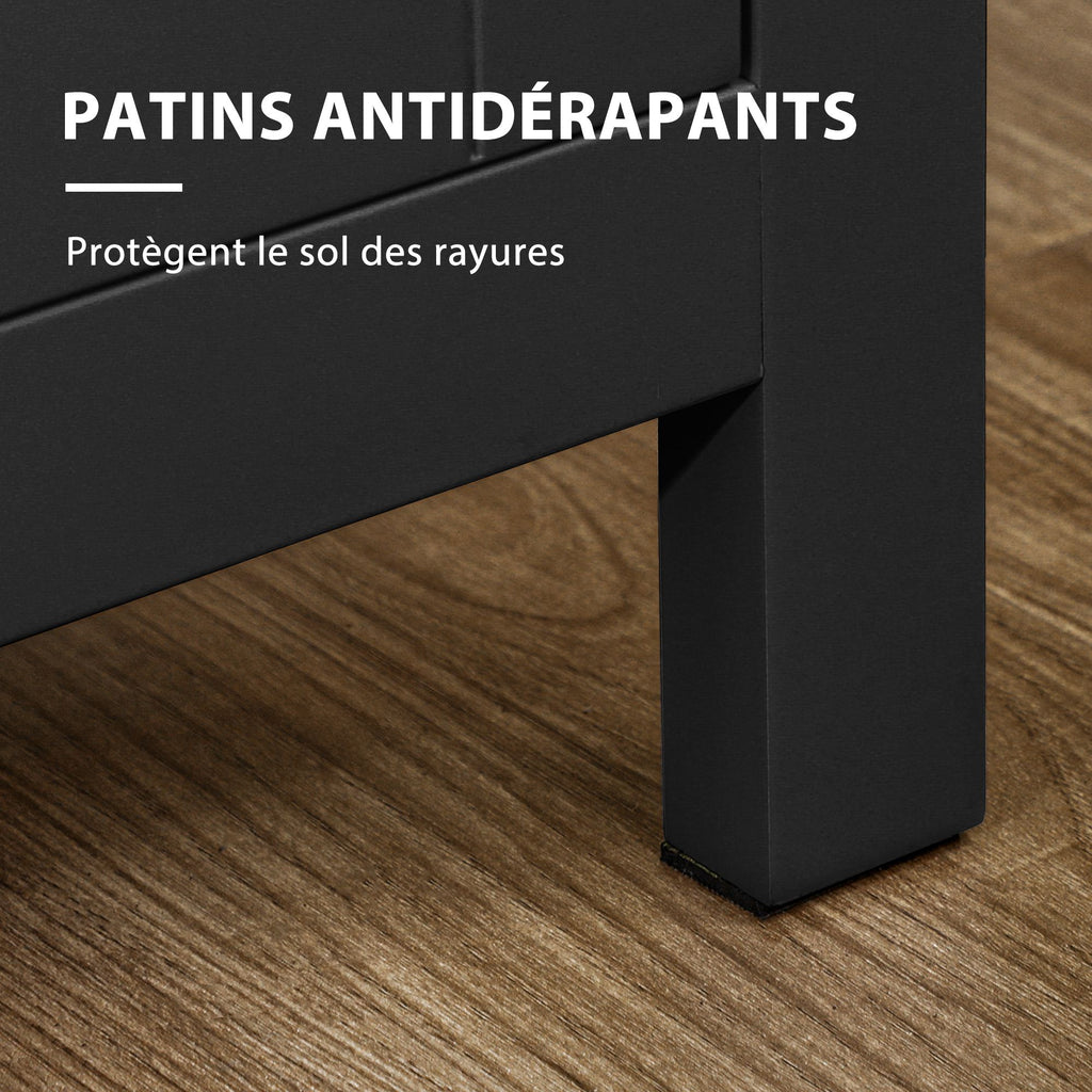 Buffet meuble de rangement avec 3 portes 2 étagères réglables plateau aspect bois clair 120 x 40 x 70 cm noir-6