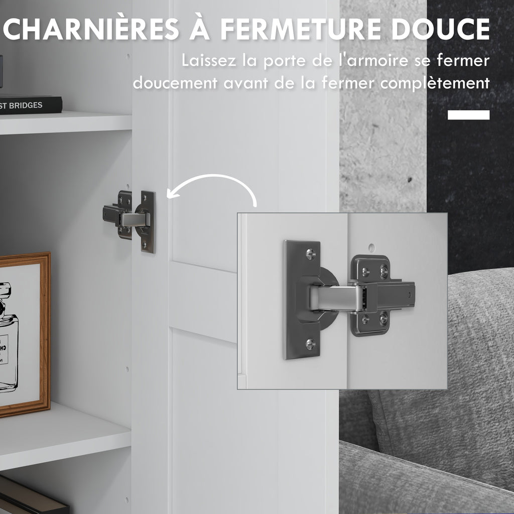 Armoire 2 portes meuble de rangement avec 5 étagères, style contemporain, 60L x 36,5l x 175H-4