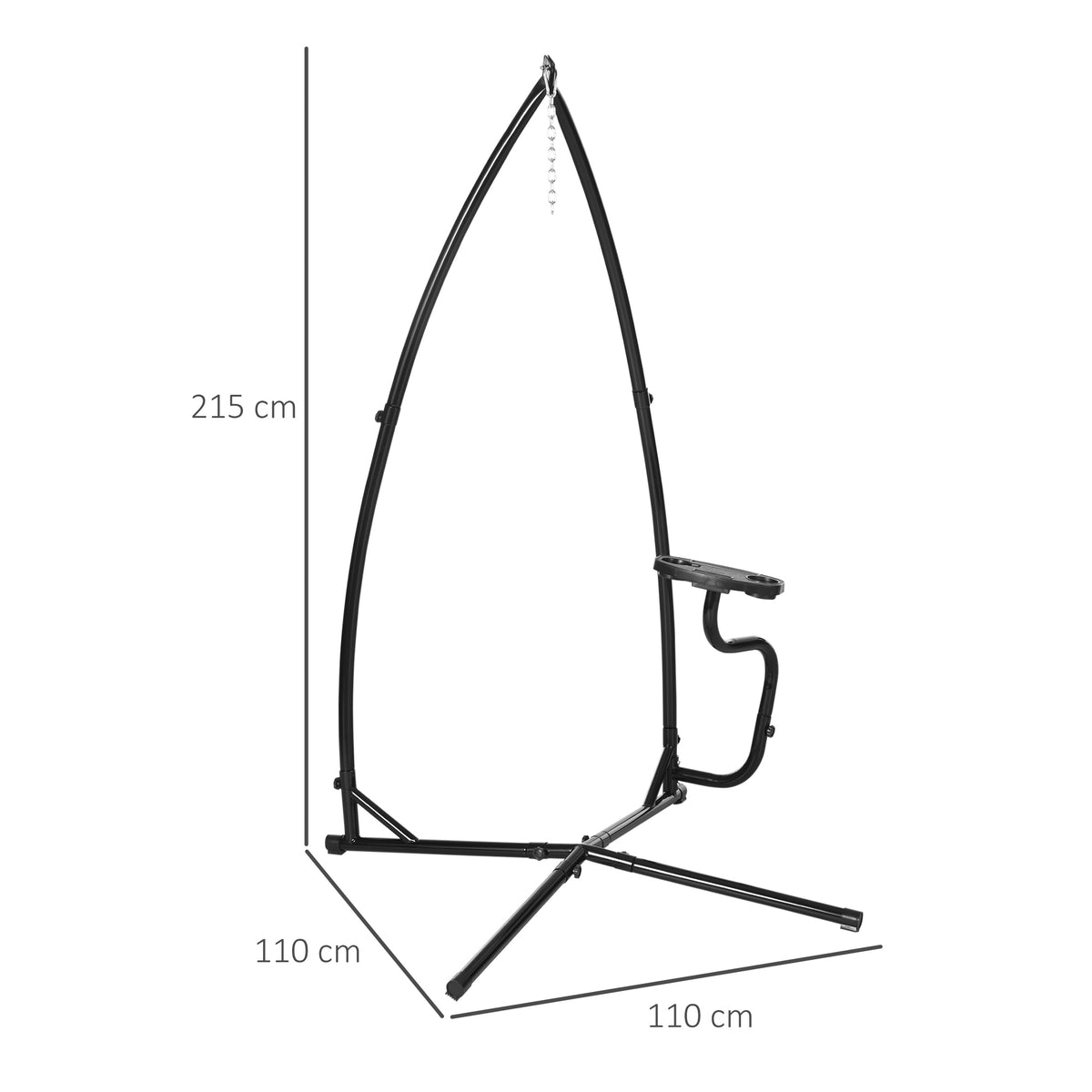 Support pour Fauteuil Suspendu - Pied Fauteuil Suspendu - Tablette réglable Incluse - max 120 Kg-2