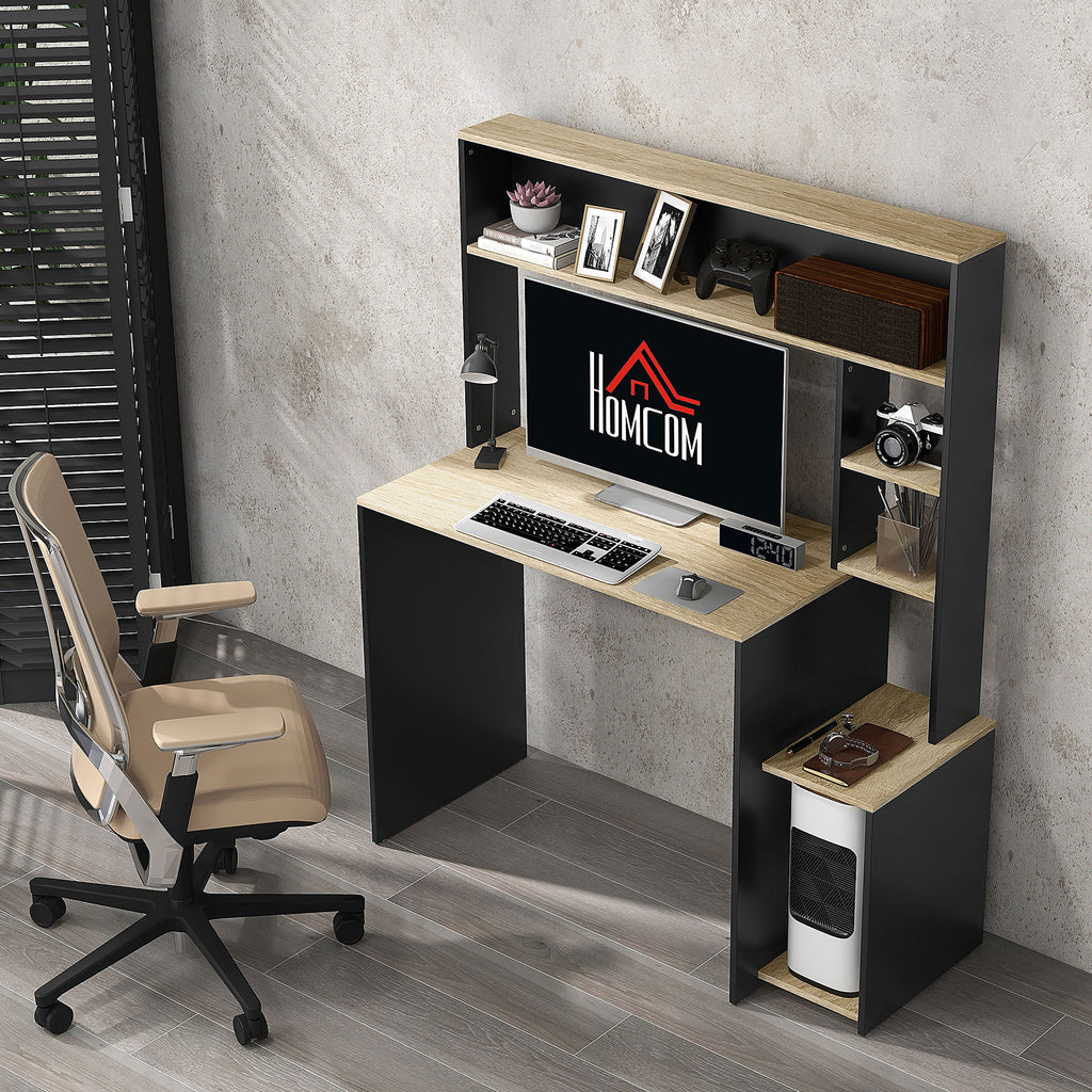 Bureau multi-rangements avec étagères, support pour unité centrale, grand bureau, 114L x 45l x 138H cm-1