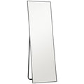 Grand miroir pleine longueur rectangulaire, 50 x 160 cm, miroir sur pied, mural ou pocé contre mur, noir-0