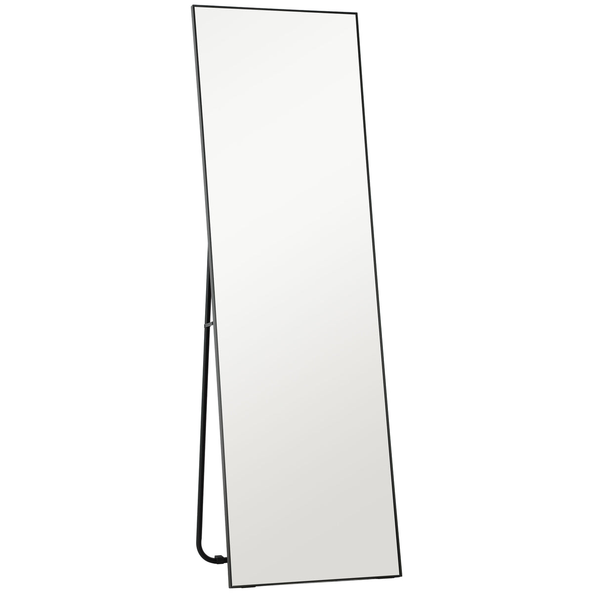 Grand miroir pleine longueur rectangulaire, 50 x 160 cm, miroir sur pied, mural ou pocé contre mur, noir-0