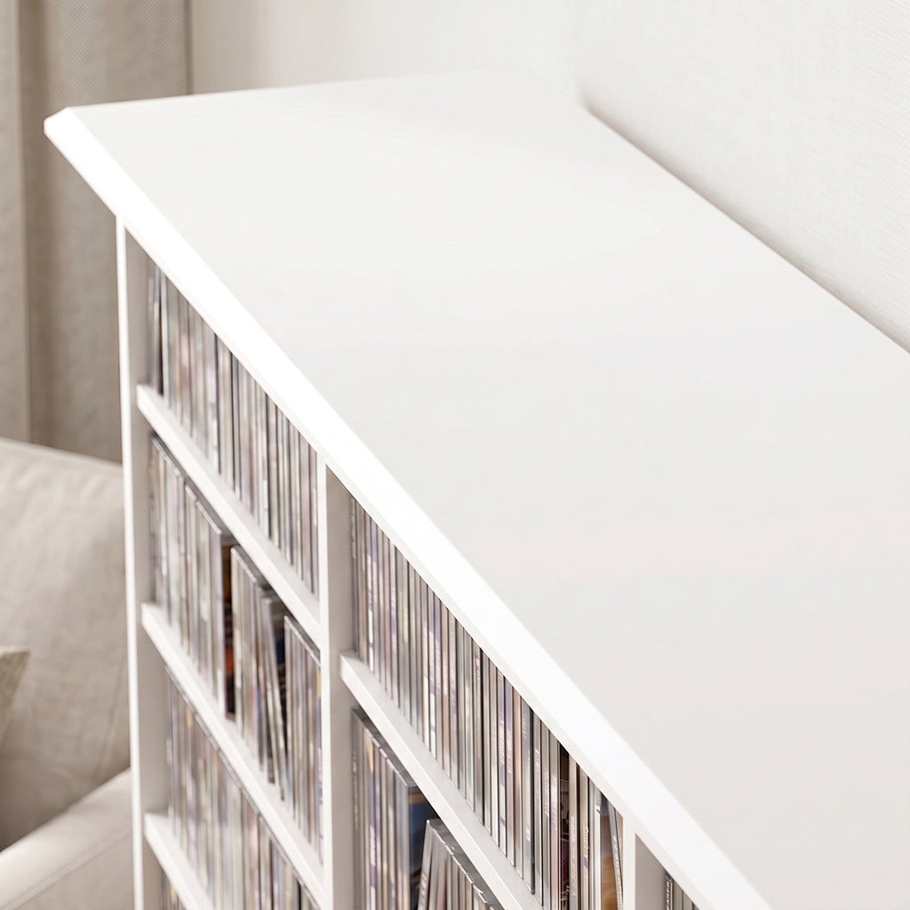 Meuble de rangement 1032 CDs / 594 DVDs, étagère multimédia, 24 compartiments et 18 étagères ajustables, blanc-9