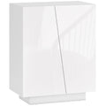Buffet meuble de rangement avec placard double porte et étagère réglable, 70 x 40 x 88 cm, blanc brillant-0