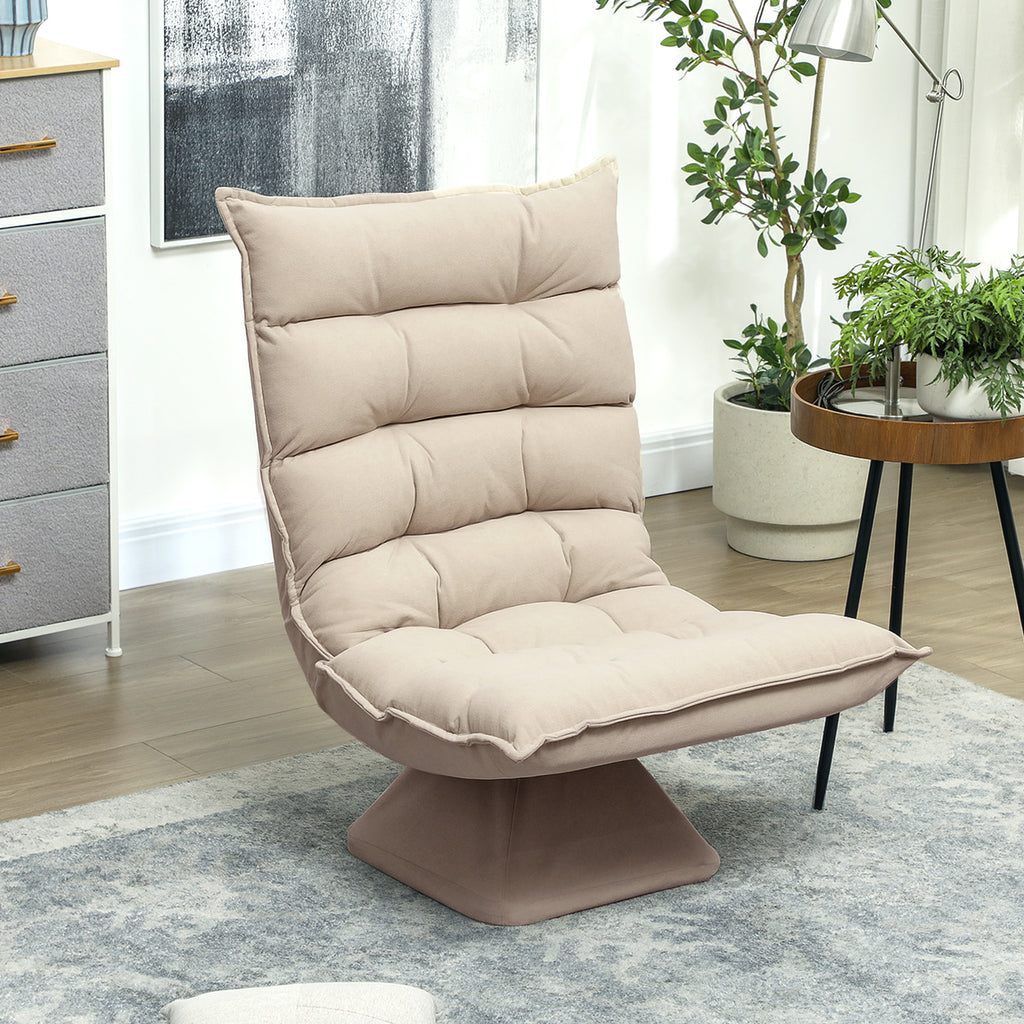 Fauteuil de sol paresseux fauteuil relax design capitonné inclinaison dossier réglable pivotant 360° revêtement lin beige-9