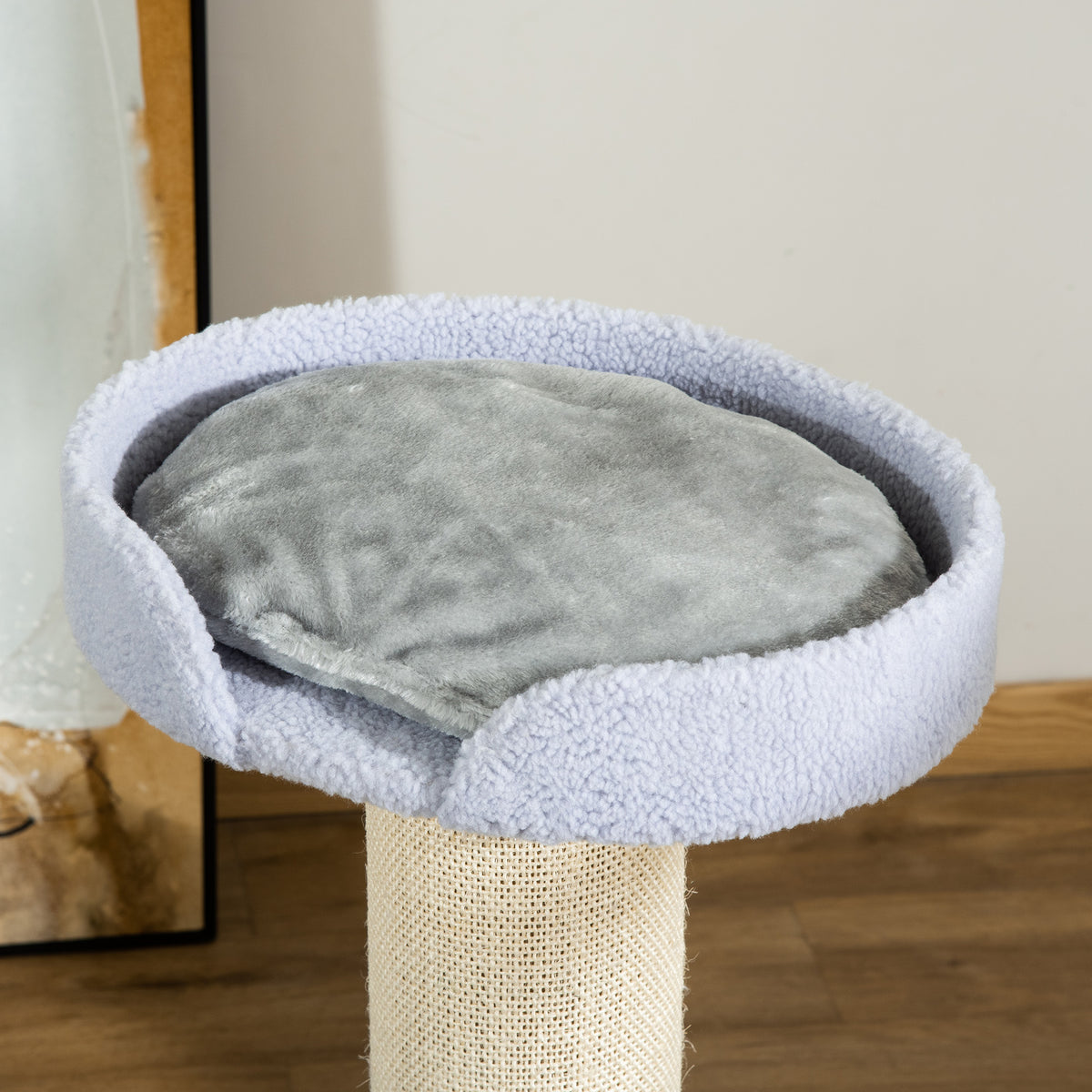 Arbre à chat avec griffoir centre d'activités 2 plateformes coussin bleu clair-9
