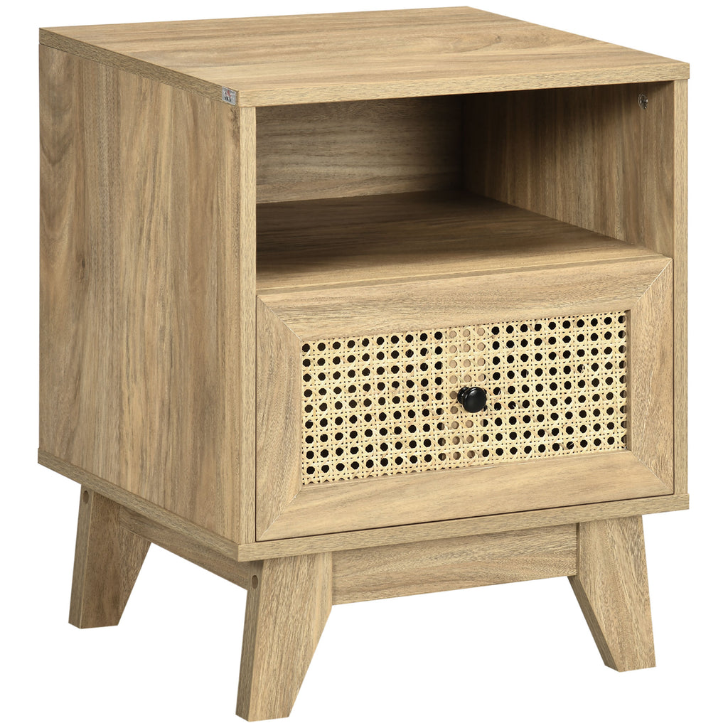 Table de chevet  table de nuit avec tiroir porte cannage et niche vintage 45 x 39 x 56,5 cm-0