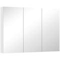 Armoire murale salle de bain avec miroir, armoire de toilette 3 portes miroir, étagères réglables, 91,5x11,5x65cm, blanc-0