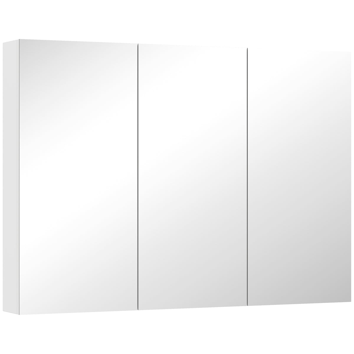 Armoire murale salle de bain avec miroir, armoire de toilette 3 portes miroir, étagères réglables, 91,5x11,5x65cm, blanc-0