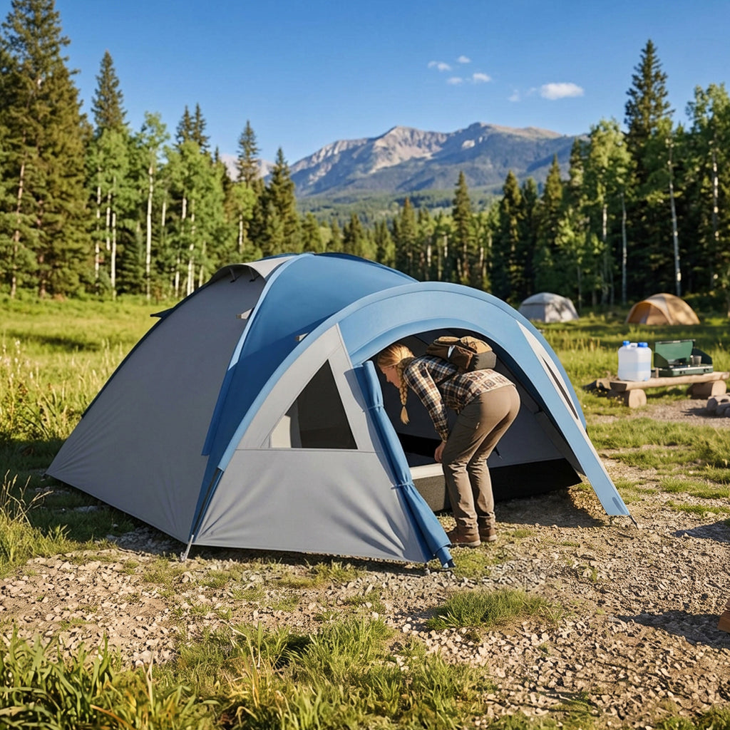 Tente de camping familiale 3 personnes tente dôme étanche légère, ventilée facile à monter double porte et-9