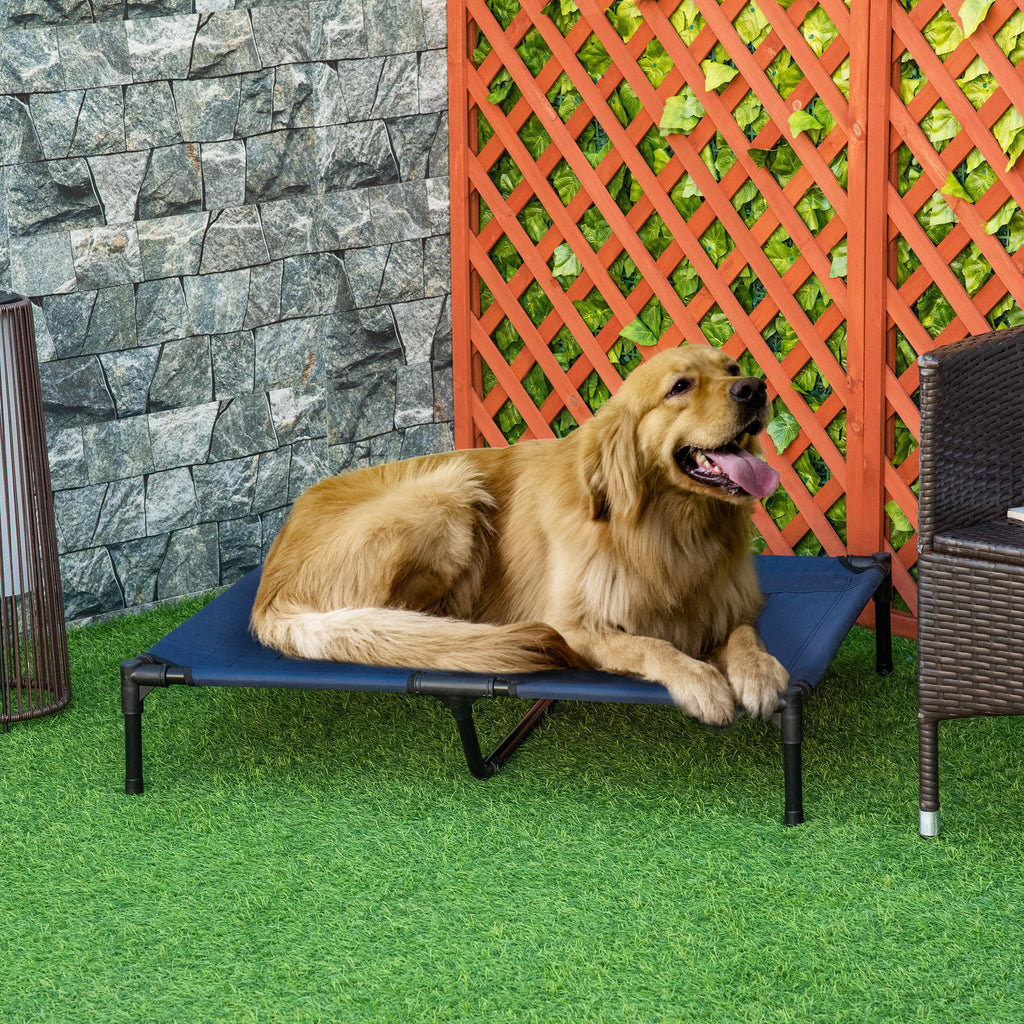 Lit sur pieds XXL pour chien chat lit de camp animal 92L x 76l x 18H cm bleu marine-1