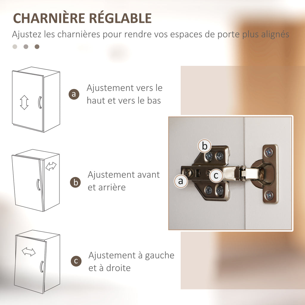 Armoire de cuisine hauteur 170 cm buffet haut avec 4 portes et étagères ajustable, design moderne, blanc-6