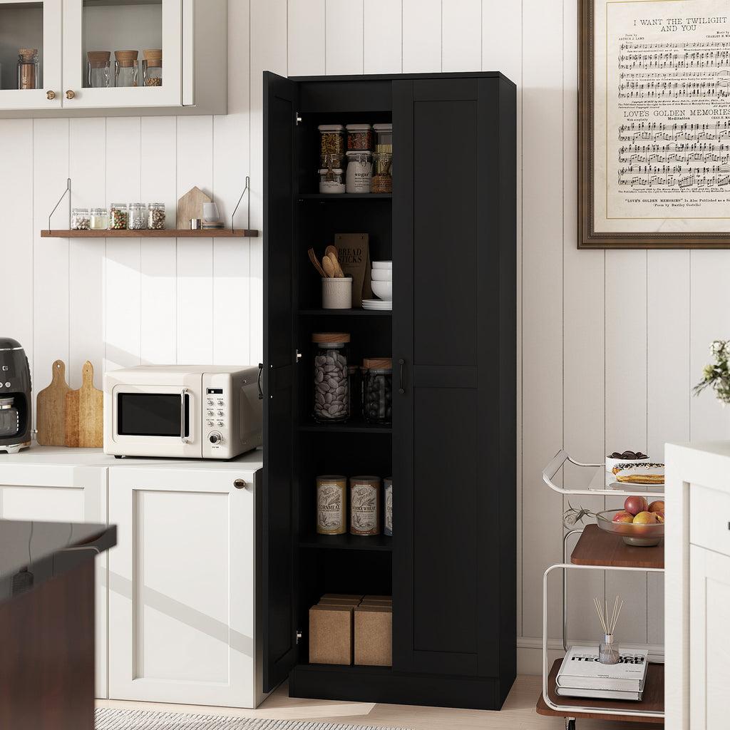 Armoire 2 portes meuble de rangement avec 5 étagères, style contemporain, 60L x 36,5l x 175H noir-1