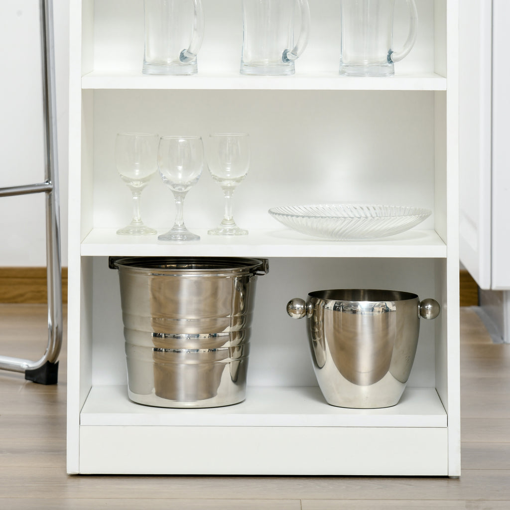 Table de bar pour 2 personnes, table haute mange debout avec 4 étagères ouvertes, 115x50x102,7cm, blanc et gris-7