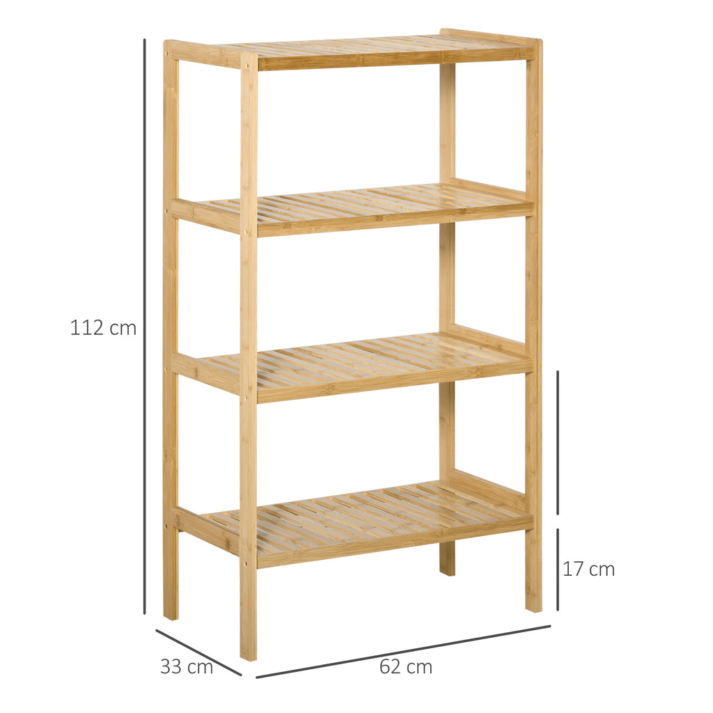 Étagère de rangement, étagère en bambou à 4 niveaux, bibliothèque pour salon, chambre et bureau,62 x 33 x 112 cm, bois naturel-2