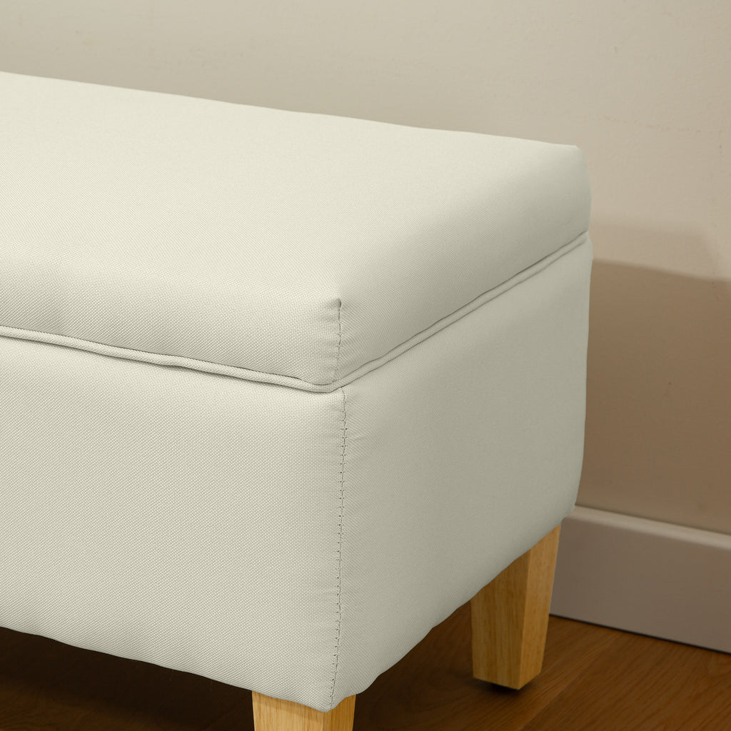 Banc de rangement, bout de lit, repose-pieds rembourré en lin avec pieds en bois de caoutchouc, 71x37x36cm, beige-8