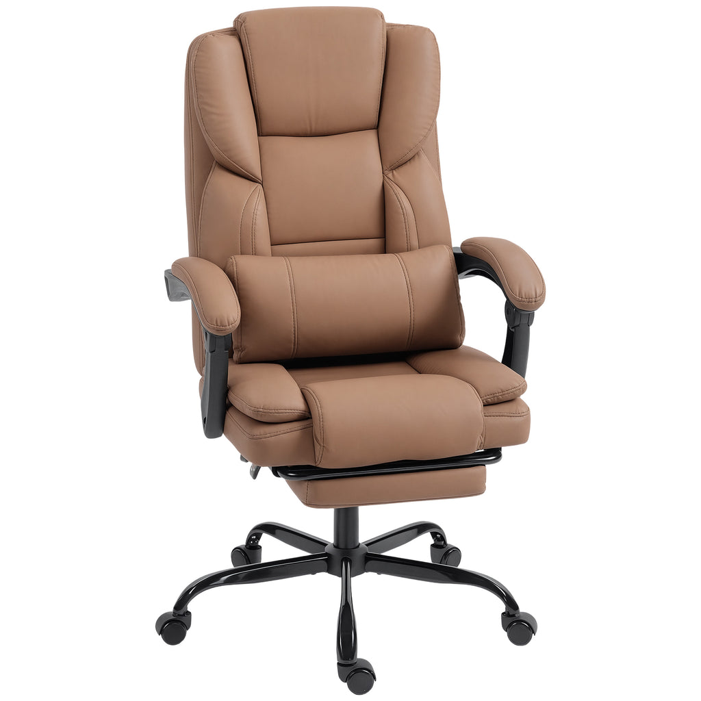 Chaise bureau ergonomique, fauteuil de bureau avec dossier inclinable, hauteur réglable, 65x67x111-119cm, marron-0