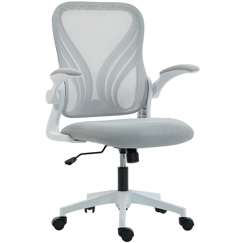 Chaise bureau ergonomique, fauteuil de bureau maille, dossier rabattable, accoudoirs relevables, 73x62x101-111cm, gris-0