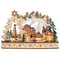 Villaggio di Natale in legno con 20 LED, paesaggio innevato, 45 × 12 × 30 cm
