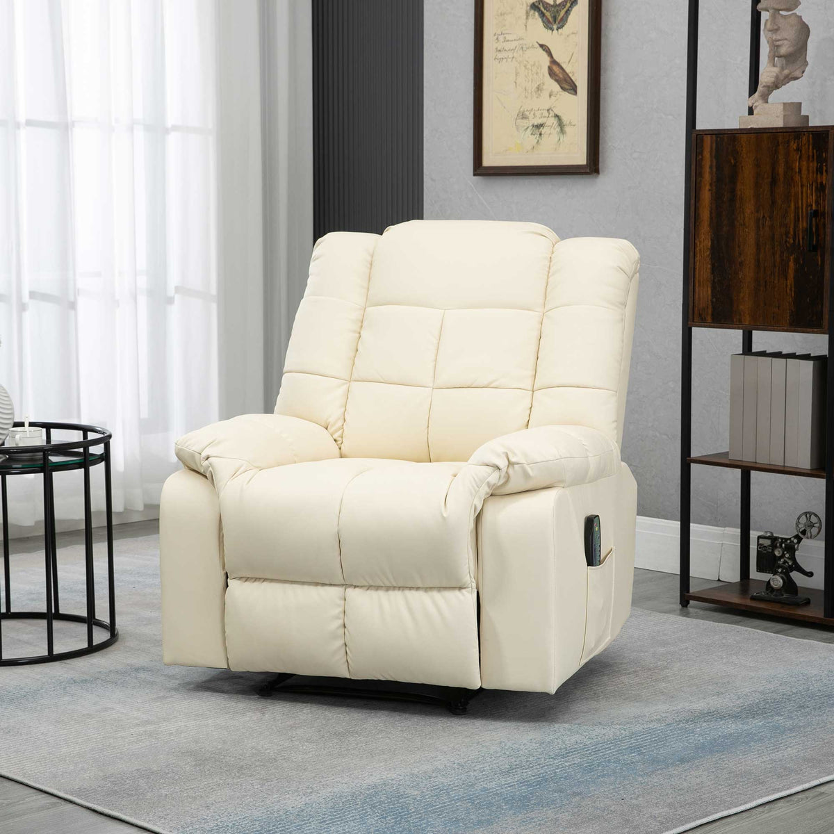 Fauteuil de massage fauteuil de relaxation massant dossier inclinable repose-pied fauteuil TV revêtement synthétique-9
