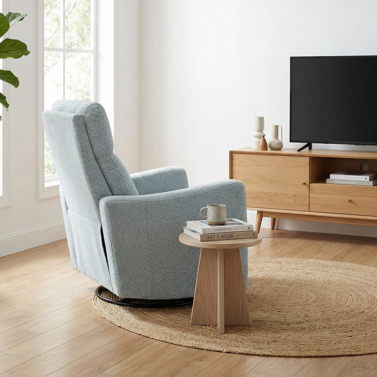 Fauteuil inclinable, fauteuil de relaxation avec repose-pieds, pivotant à 360°, basculant, 82 x 90,5 x 101 cm, gris-bleu-8