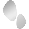 Lot de 2 miroirs muraux, miroirs décoratifs irréguliers en forme de galet, cadre en métal, 70 x 46 cm/49,5 x 31 cm, noir-0