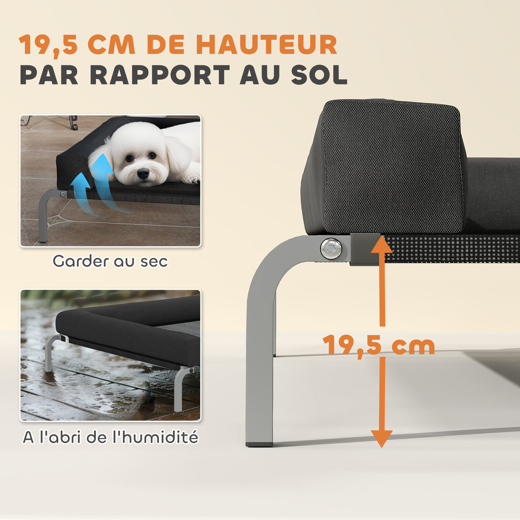 Lit surélevé pour chien rafraichissant, lit de camp pour chiens intérieur extérieur portable, 90 x 65 x 30 cm, noir-3
