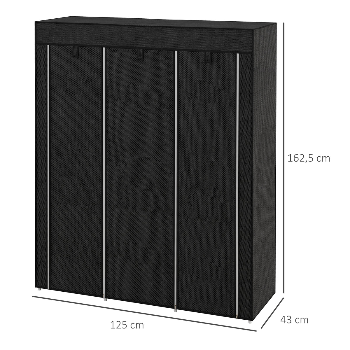 Armoire penderie multi-rangement - 8 étagères, 2 barres - non tissé noir-2