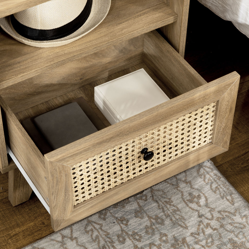 Table de chevet  table de nuit avec tiroir porte cannage et niche vintage 45 x 39 x 56,5 cm-8