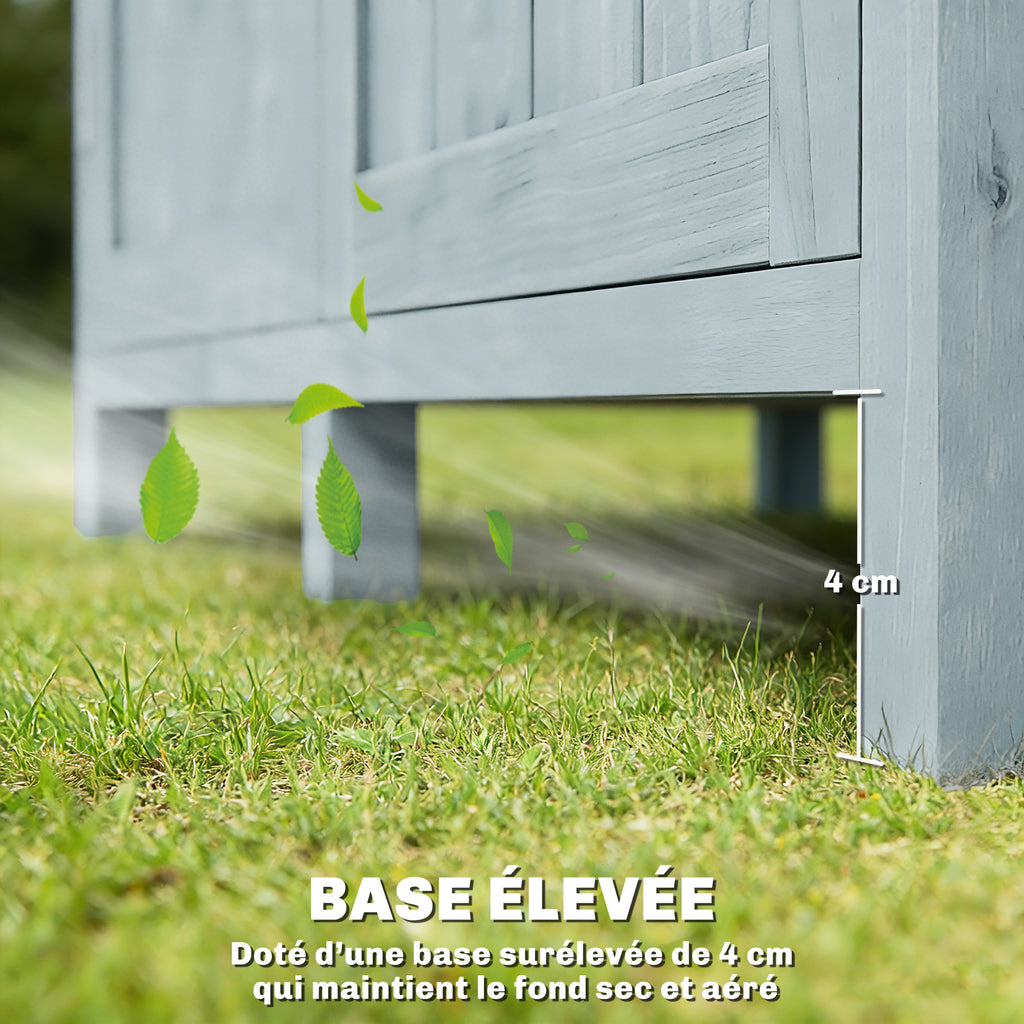 Armoire de jardin, armoire extérieure de rangement en bois avec 2 portes verrouillables, 2 étagères et 10 crochets, gris-7