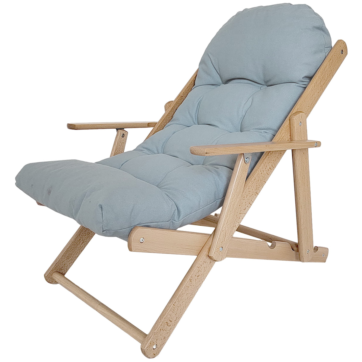 Fauteuil Chaise de Salon Pliable et inclinable en Bois Fauteuil Relax Confortable avec Coussin capitonné épais-1